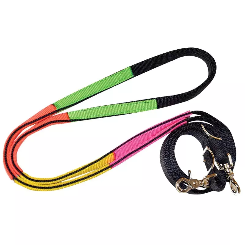 3/4" Nylon Schooling Reins Black/Multi