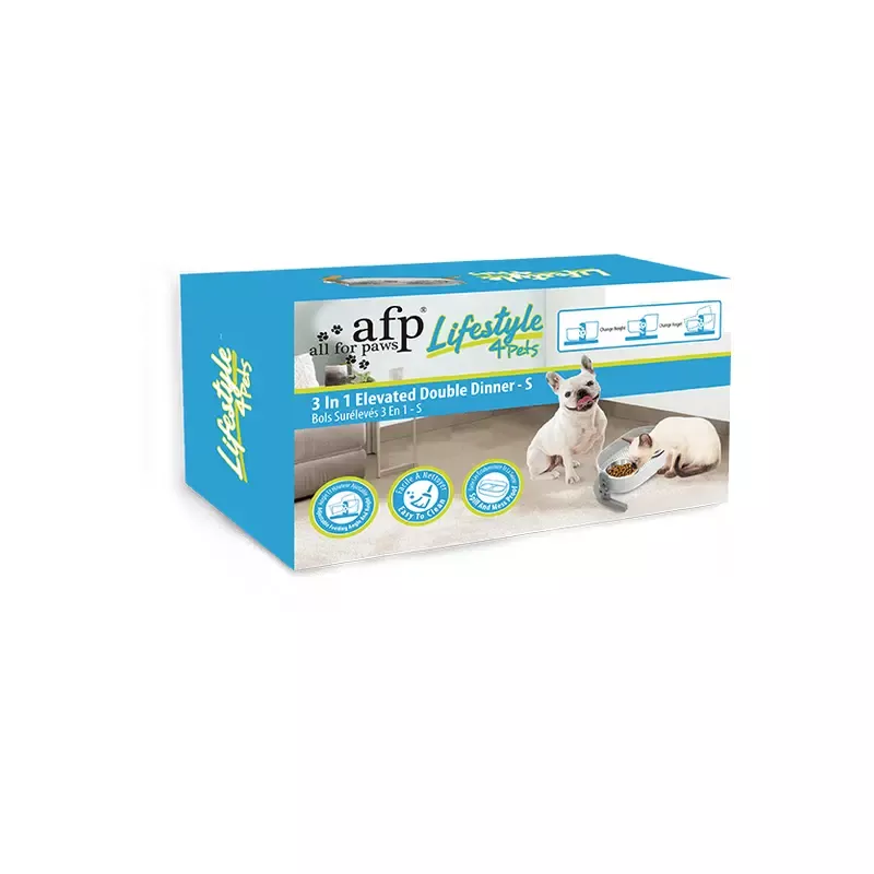 Afb Lifestyle 4 Pet-3 In 1 Elevated Double Dinner – S
