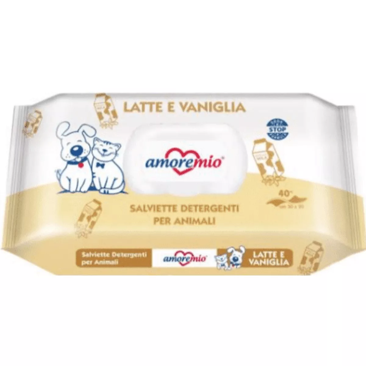 AmoreMio Pet Wipes Latte E Vaniglia 40pcs