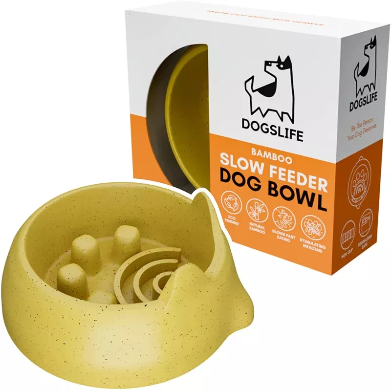 Bamboo Slow Feeder Dog Bowl