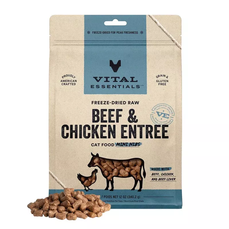 *Beef & Chicken Mini Nibs Freeze-Dried for Cats 12oz