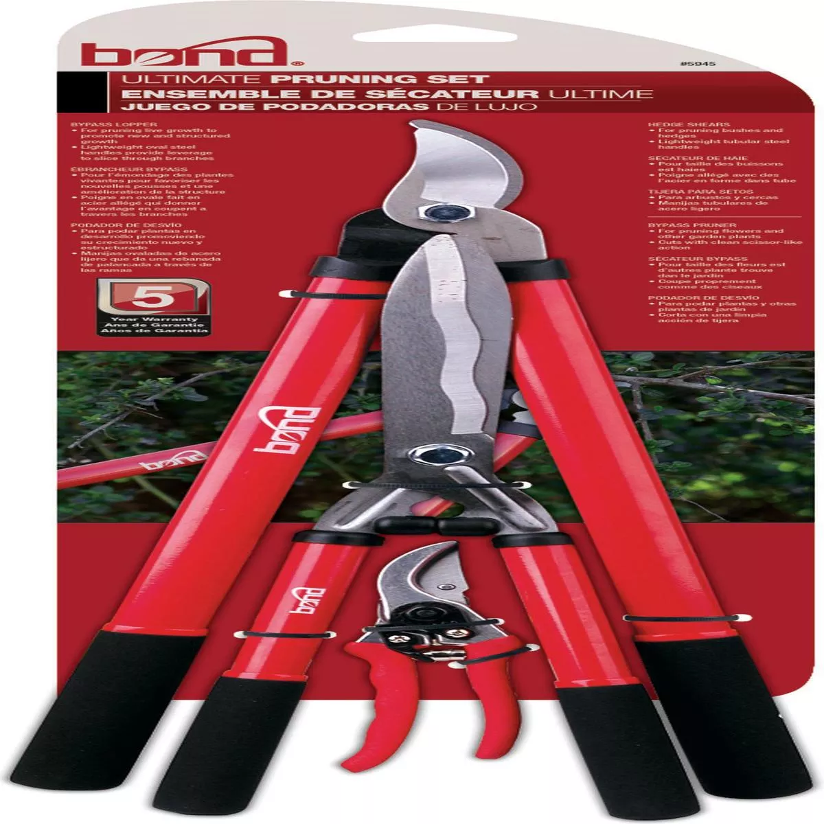 Bond Lopper-Hedge Shear-Pruner Combo Set – RED/BLACK | 3 PC