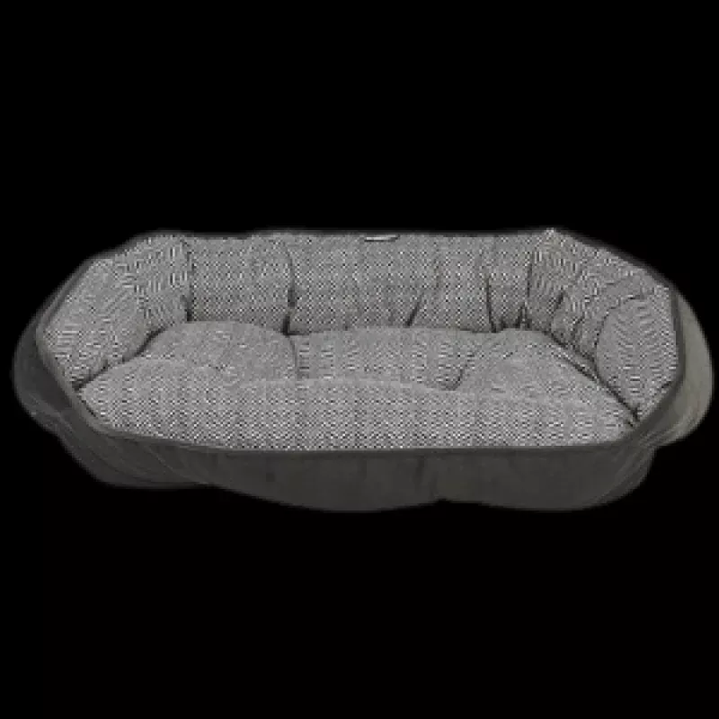 Bowsers Crescent Dog Bed Microvelvet Herring Bone (Ash Microvelvet Reverse)