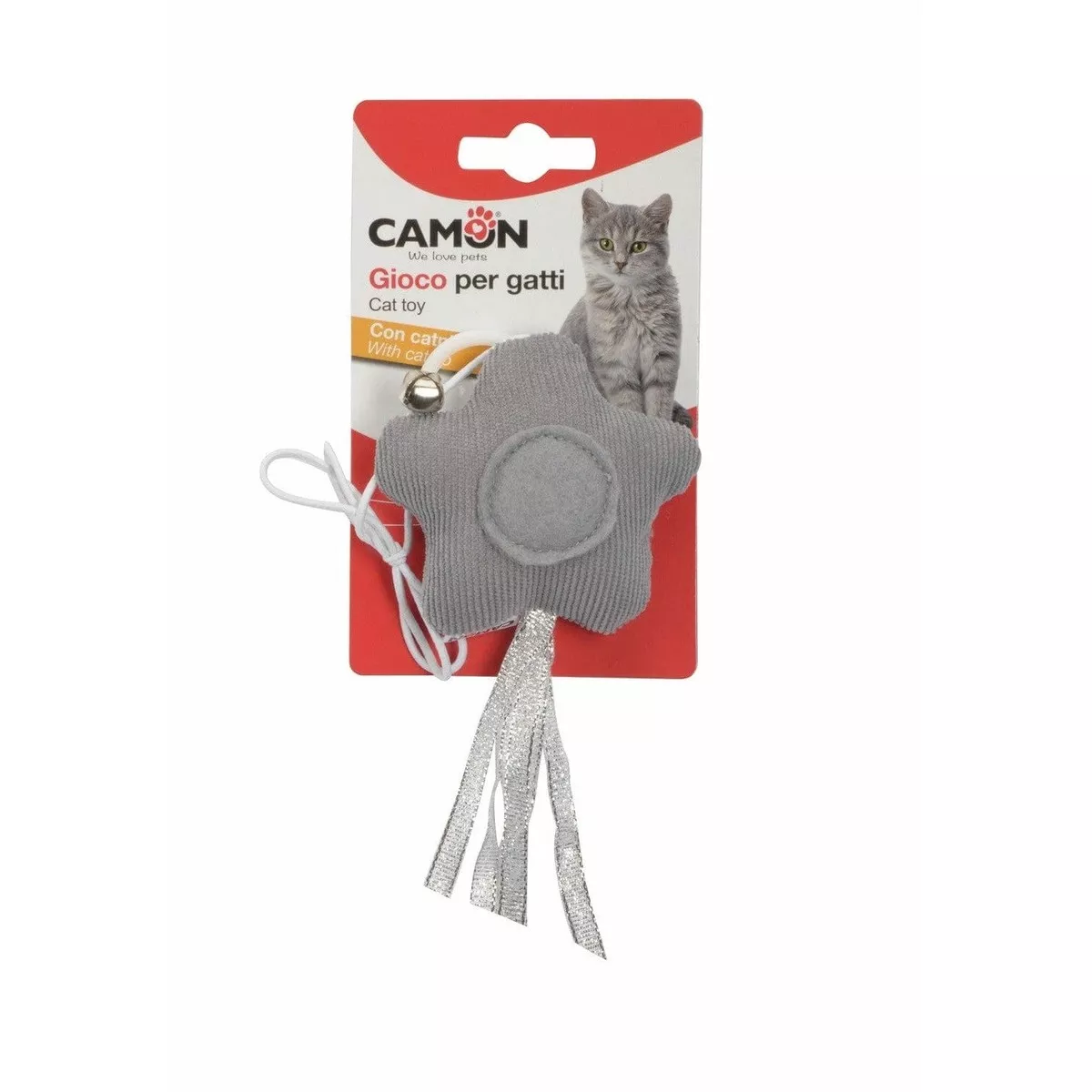 Cat Toy - Shabby Star With Bell - Grey/Bronze