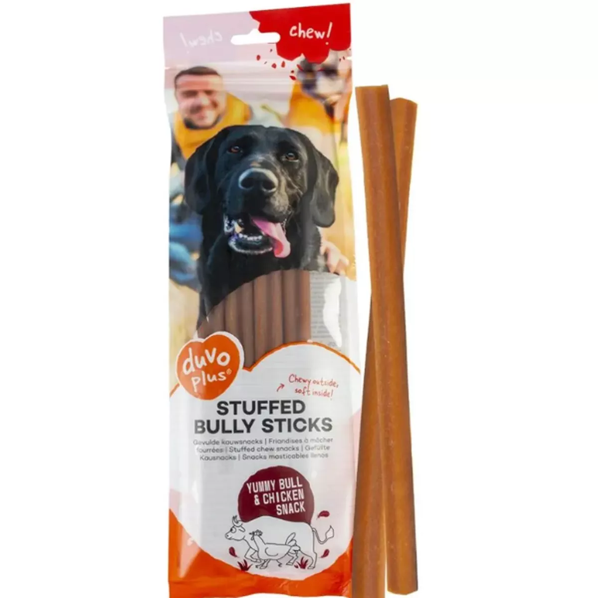 CHEW! STUFFED BULLY STICKS 25.4CM 4PCS