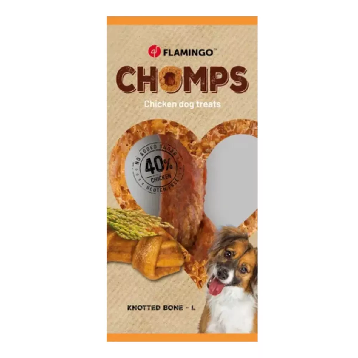 CHOMPS KNOTTED BONE WITH CHICKEN L 1PC 100-110G
