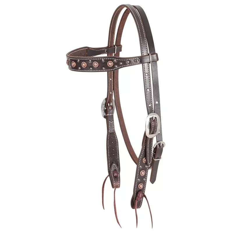 Classic Equine Copper Dot Browband Headstall Brown