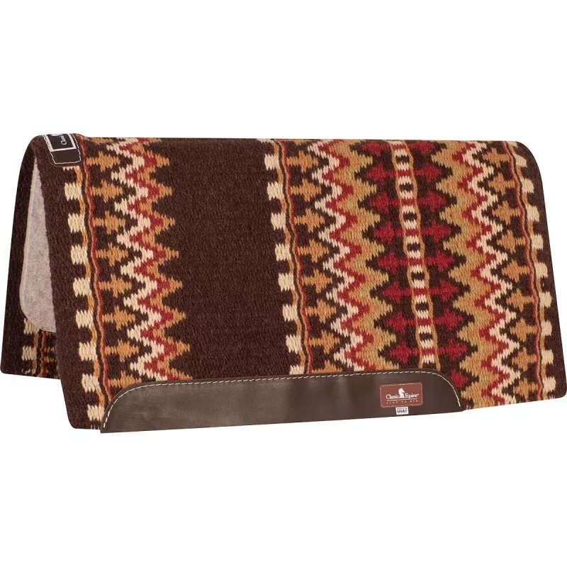 Classic Equine Wool Top Saddle Pad Coffee & Red