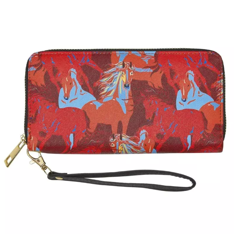 Colorful Horses Clutch Wallet Red