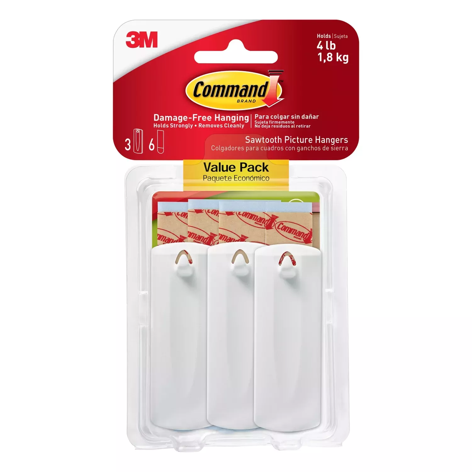 Command White Sawtooth Picture Hanger 4 Lb 3 Pk