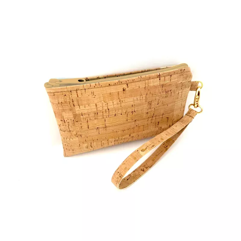 Cork Simple Wristlet | Rustic Cork: Natural Zipper / Small Rustic Cork