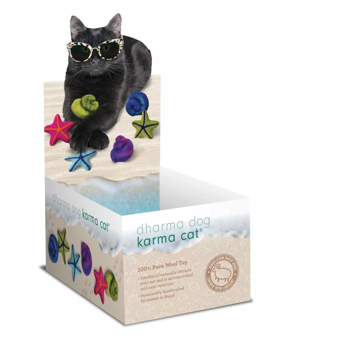Dharma Dog Karma Cat Beach Wool Cat Toy, Assorted