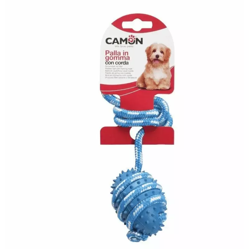 Dog toy - Rubber ball with rope