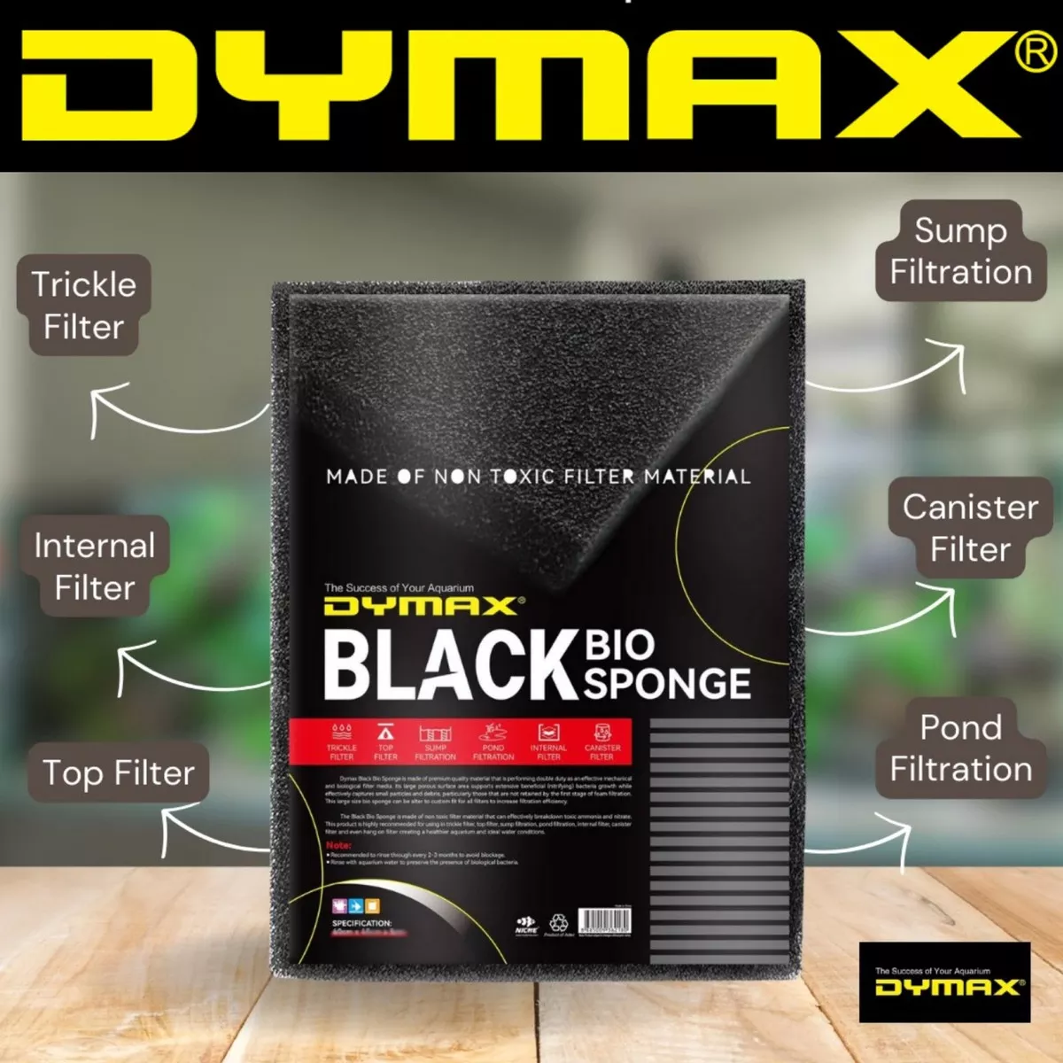 Dymax Black Bio Sponge 60 x 45 x 5 cm