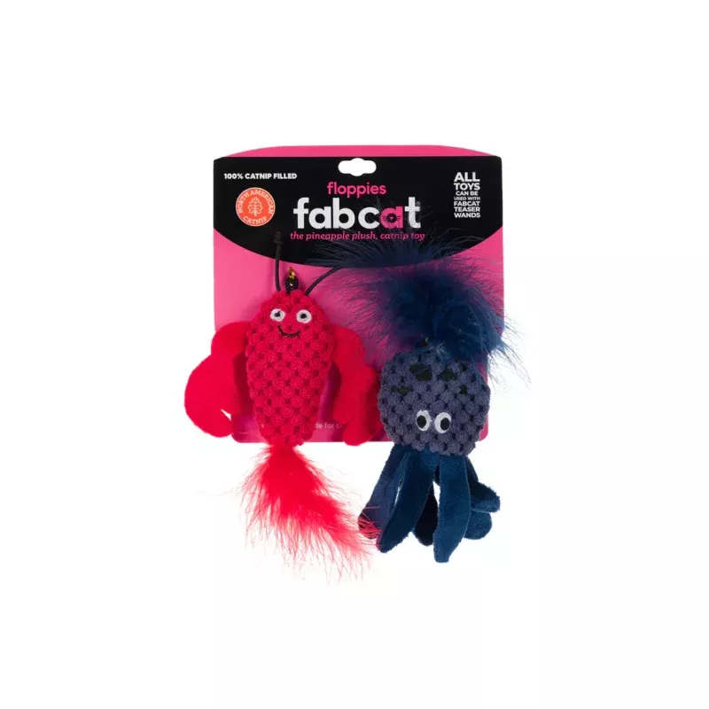 FabCat Floppy Lobster & Octopus Cat Toys 2 Pack