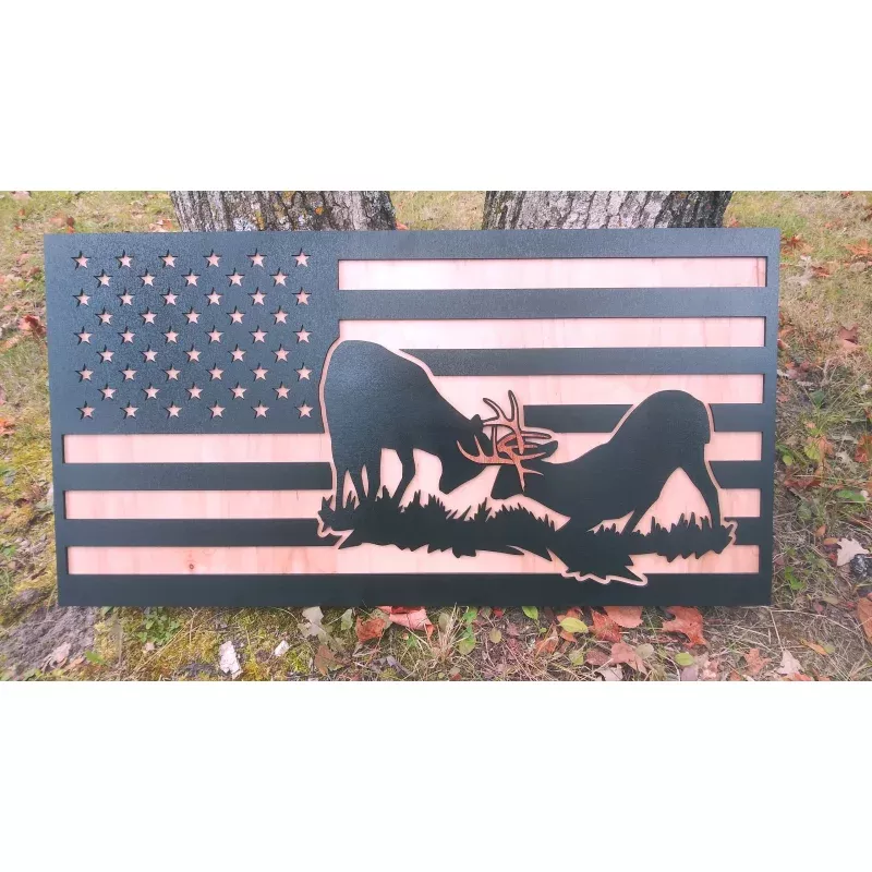 Flag & deer sign