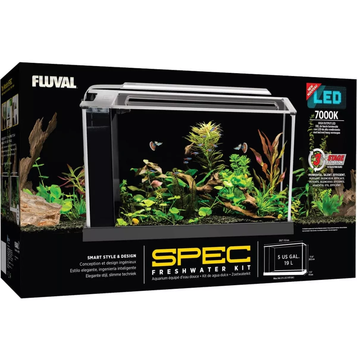 Fluval Spec Aquarium Kit Black, 19 L (5 US gal)