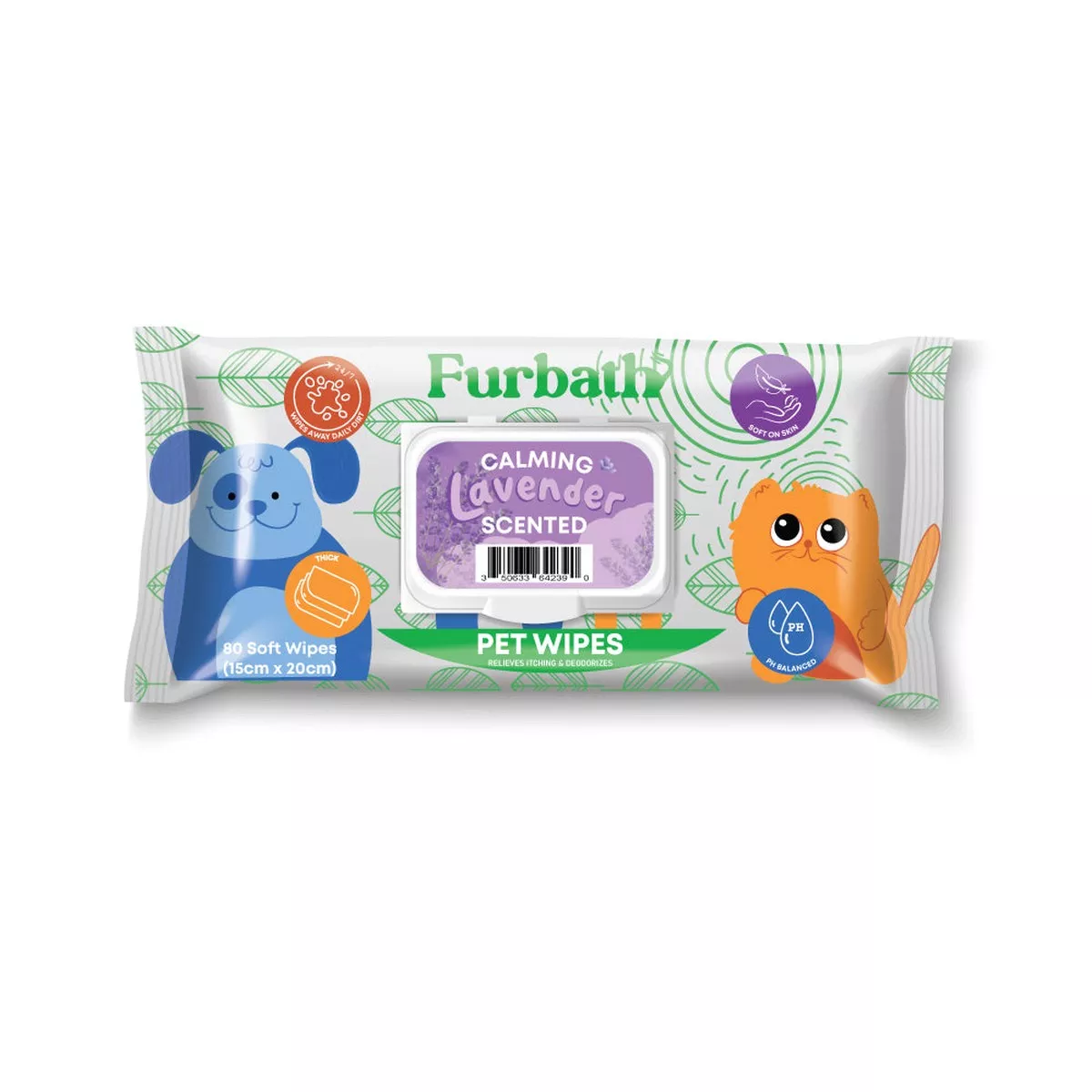 Furbath Natural Pet Wipes 80 Count- Lavender
