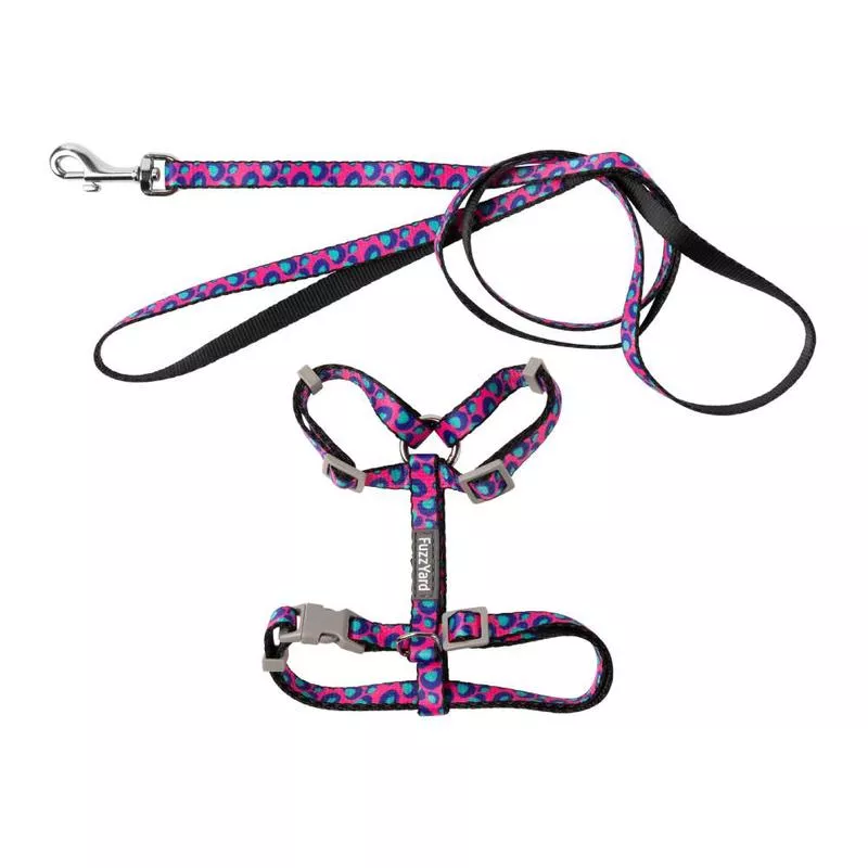 FuzzYard Cat Walking Set – Wild One Bubblegum