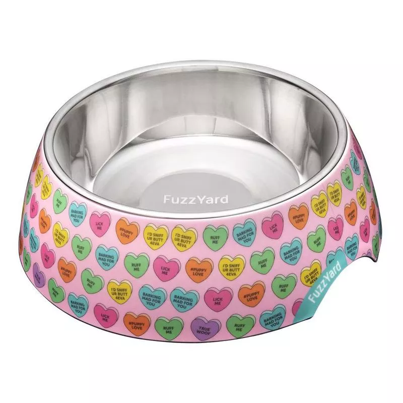 Fuzzyard Dog Bowl Melamine Candy Hearts S