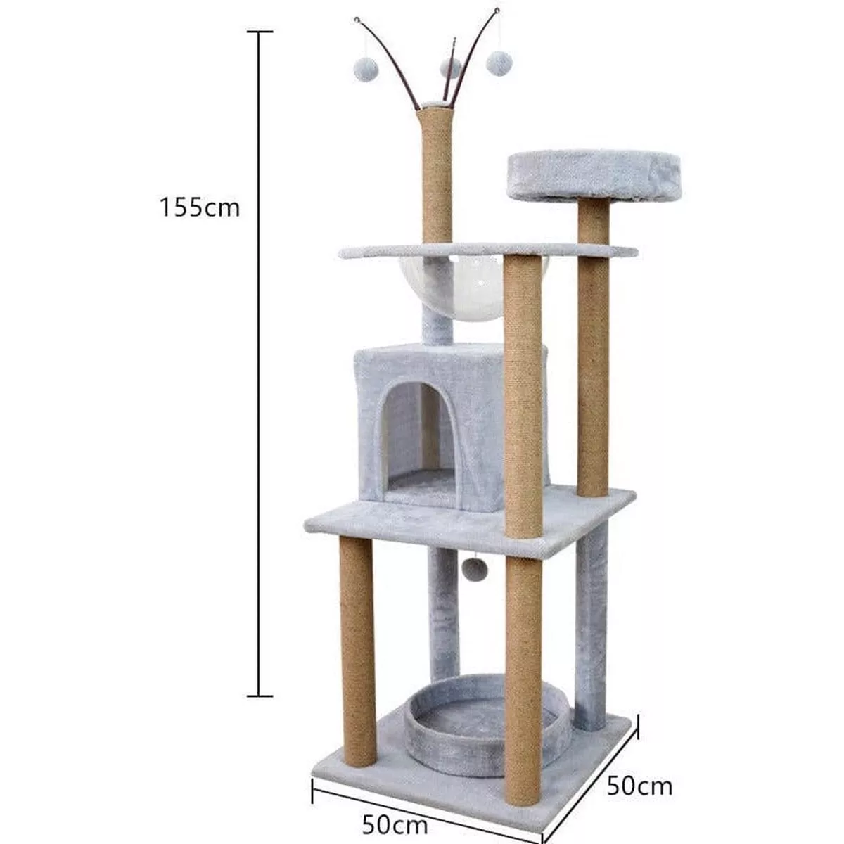 Generic Multi-Level Chipboard, Plush & Jute Cats Climbing & Scratching Tree 5050155 cm