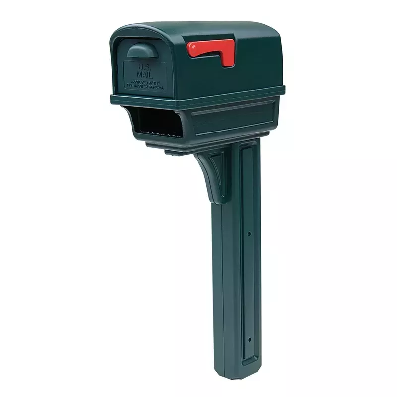 Gentry Classic Plastic Post Mount Green Mailbox With Rear Access