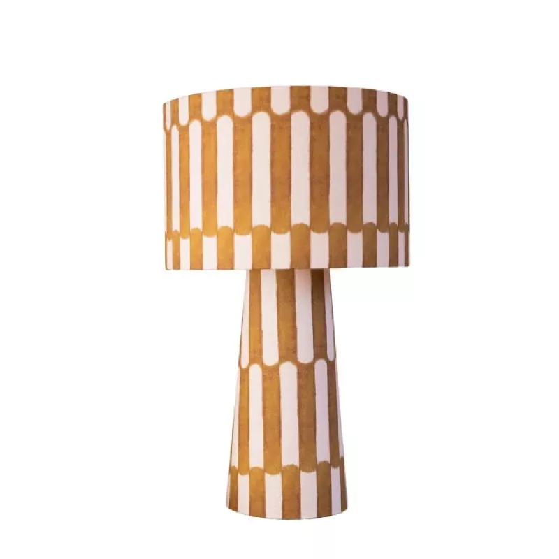 Glaze Linen Drum Table Lamp - Dusty
