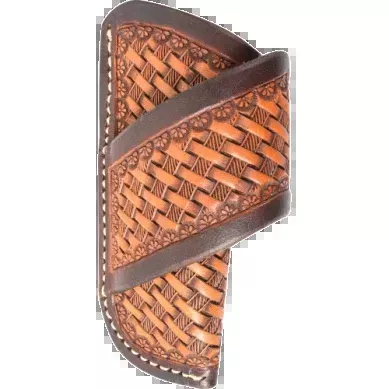 Horizontal Knife Sheath with Dyed Edge and Basket Tooling