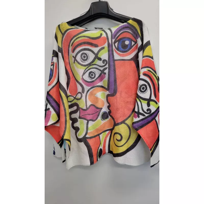 Italian Abstract Face Sweater Multi