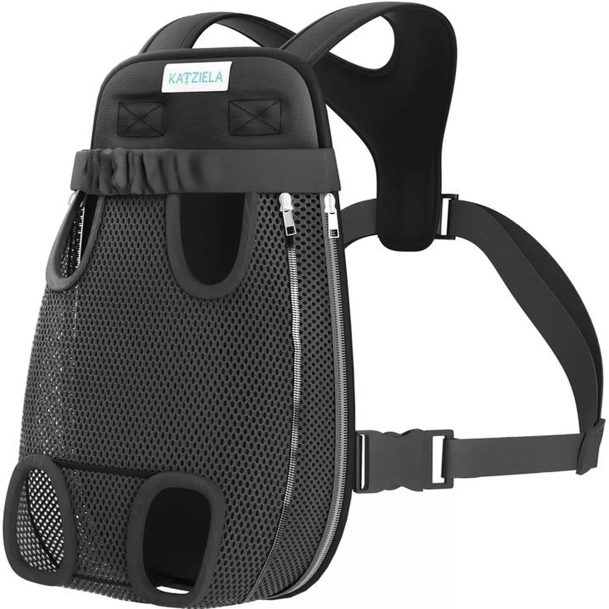 Katziela Kangaroo Pouch Pet Front Carrier, Black