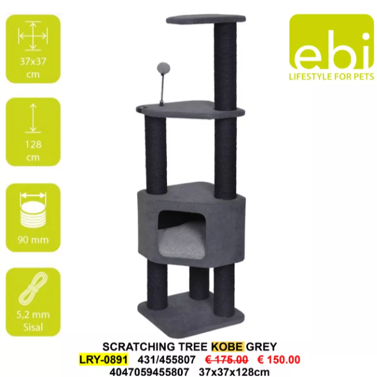 Kobe Scratching Tree 37x37x128cm