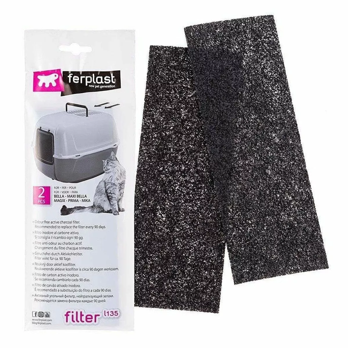 L135 Active Carbon Filter Odor Control Cat Litter Accessory 2-Pack
