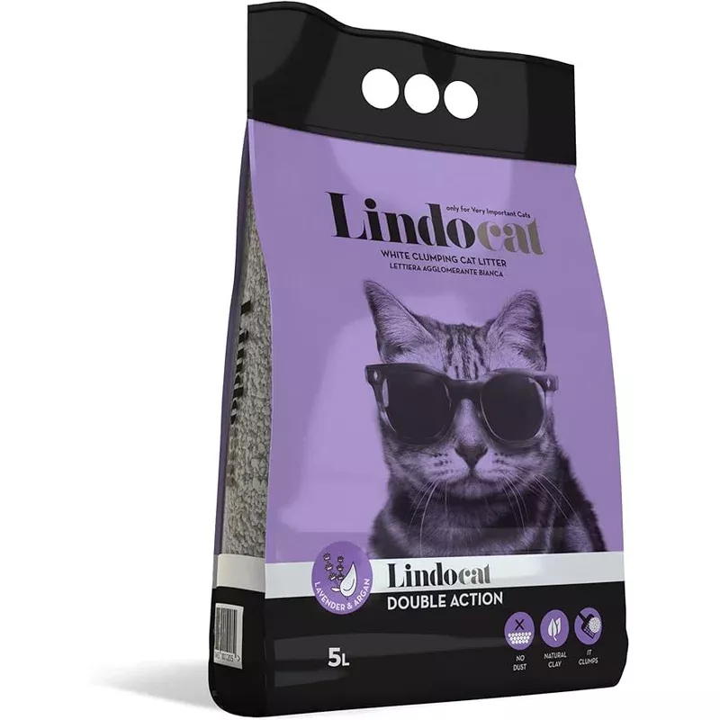 LindoCat – White Bentonite Double Action – 5 L (Lavender)