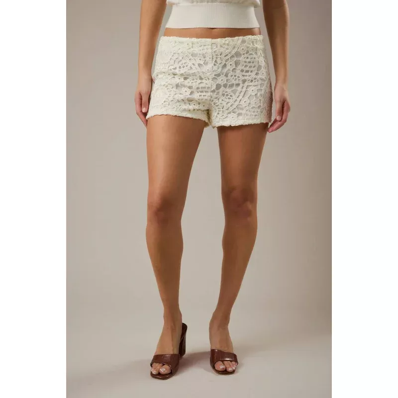Low Waist Lace Short -White White