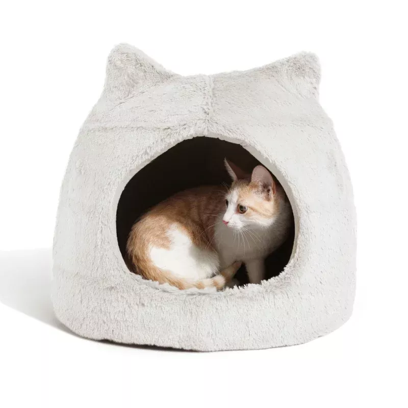 Meow Hut Fur Cat Bed Ivory