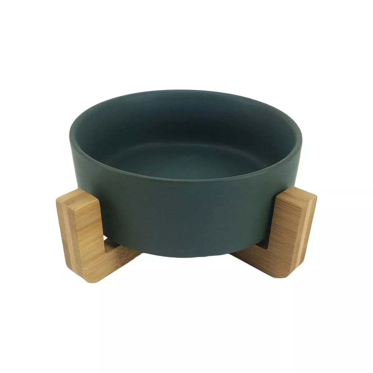 Midlee Modern Raised Pet Bowl on Stand (Single, Green-Large)