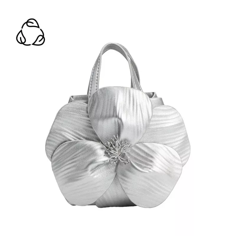 Monroe Silver Flower Recycled Vegan Top Handle Bag