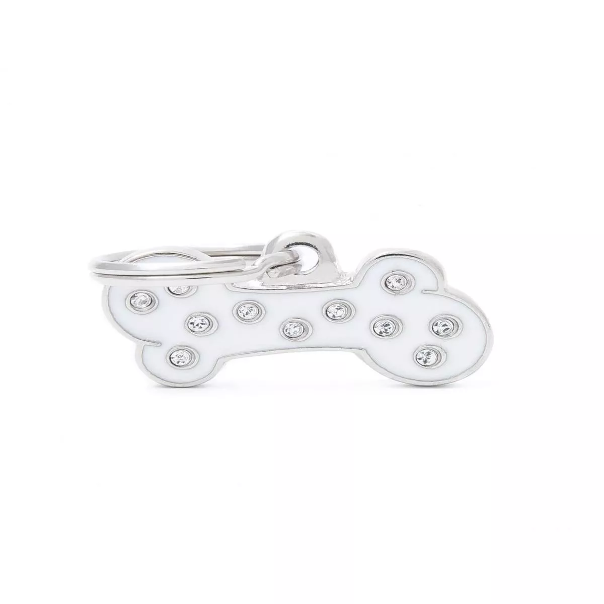 MyFamily Bone Strass Pet ID Tag, White