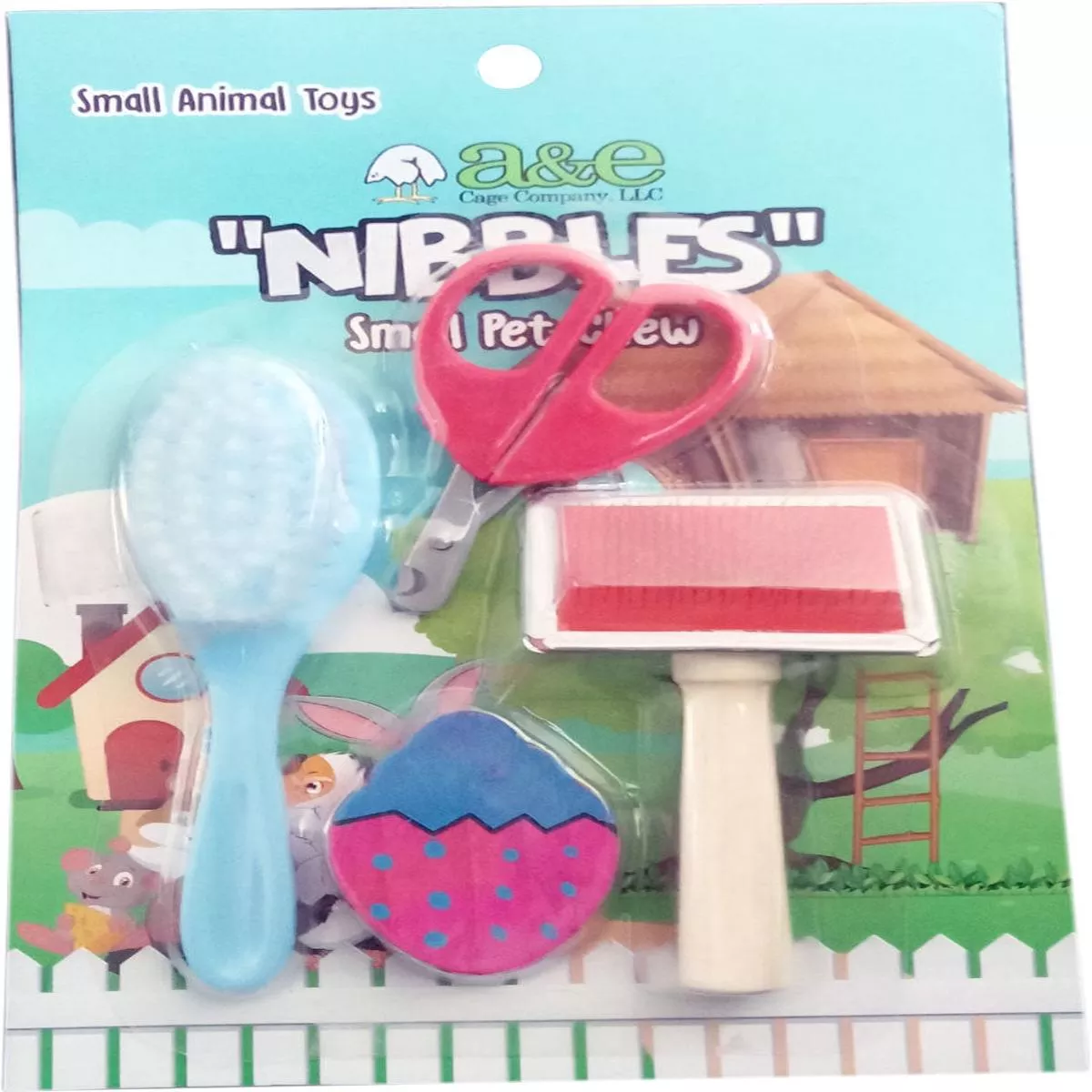 Nibbles Wood Grooming Kit W/Brushes And Scissors – Default
