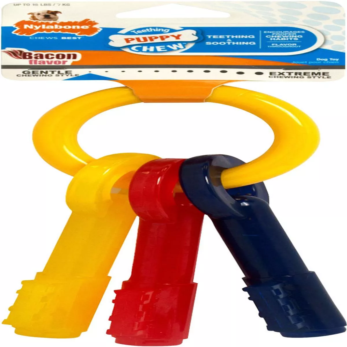 Nylabone Puppy Chew Teething Keys – BACON | PETITE