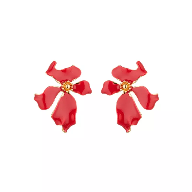 Olivia Red Flower Earring