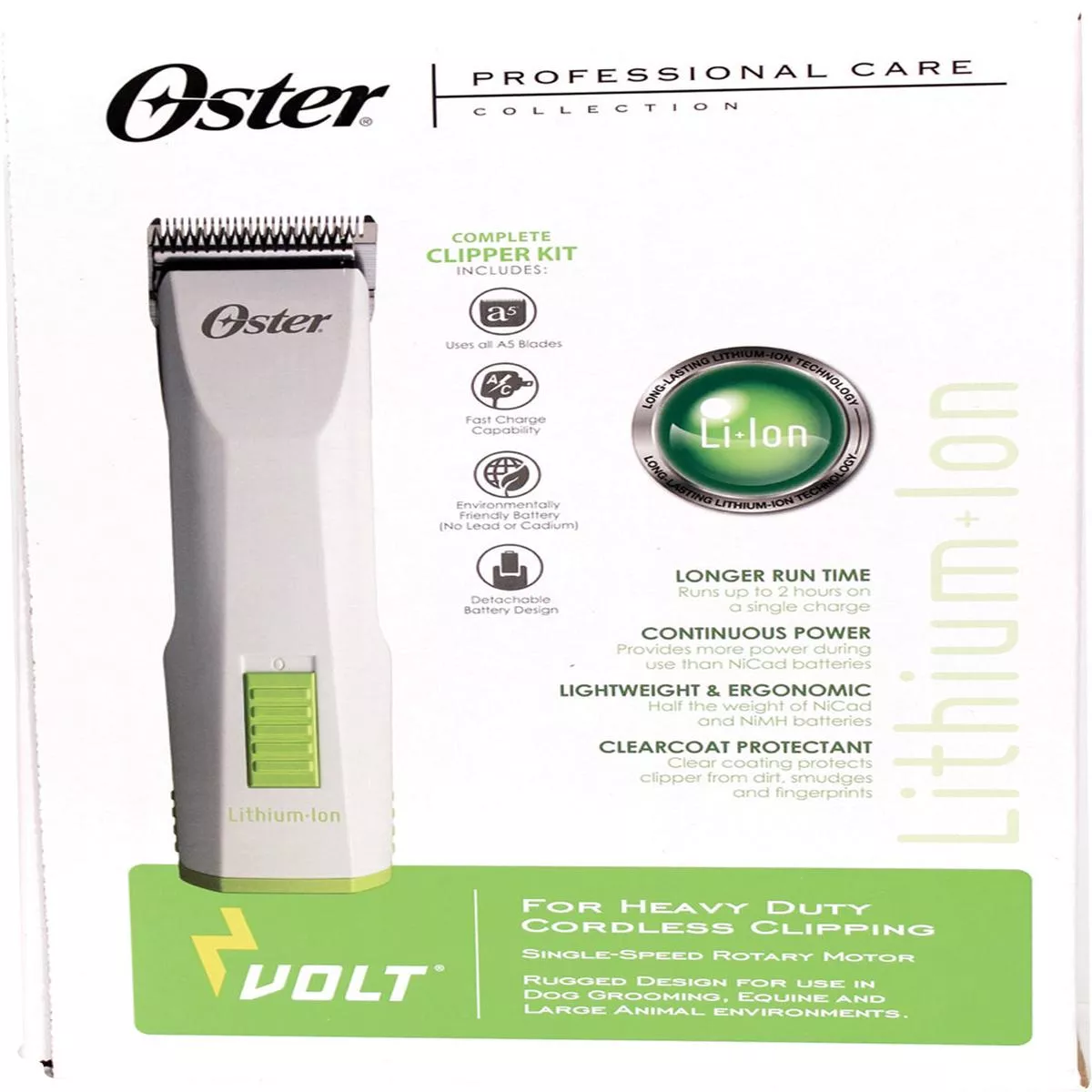 Oster Volt Lithium & Ion Cordless Clipper Kit – WHITE/GREEN
