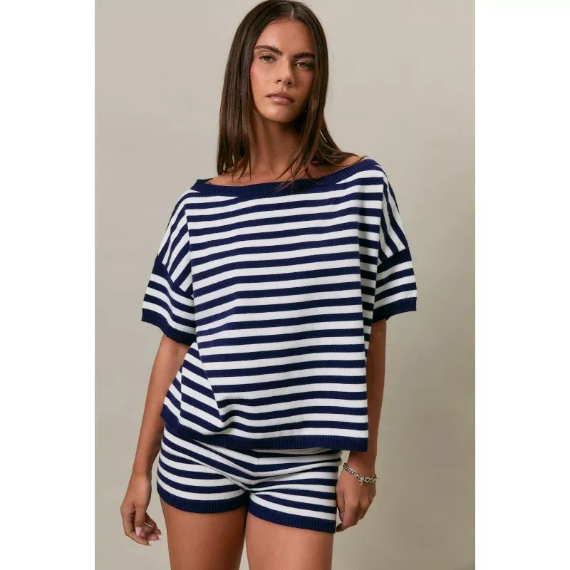 Paulina Oversized Sweater Top Navy