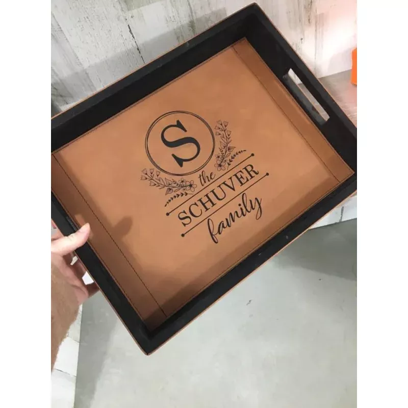 Personalized leather tray