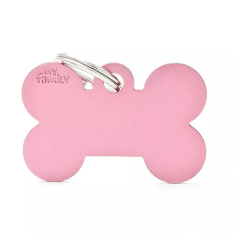 Pet ID Tag Aluminium Pink Bone