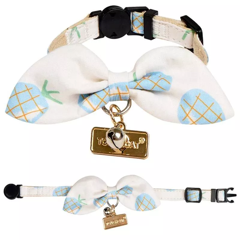 Pet Life Touchcat Pineapple Patterned Designer Cat Collar with Bow