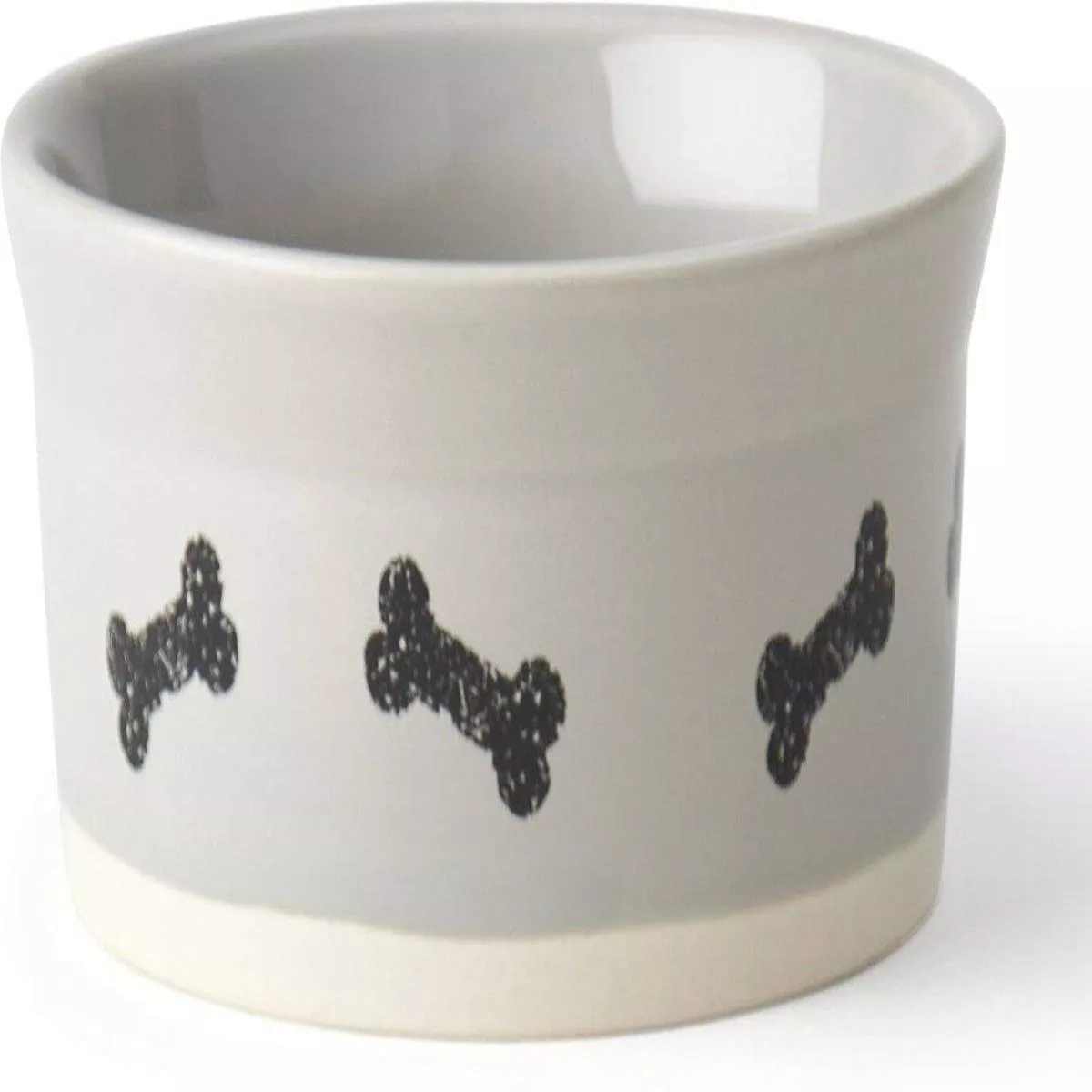 PetRageous Classy Bones Stoneware Pet Bowl, Light Gray/Natural