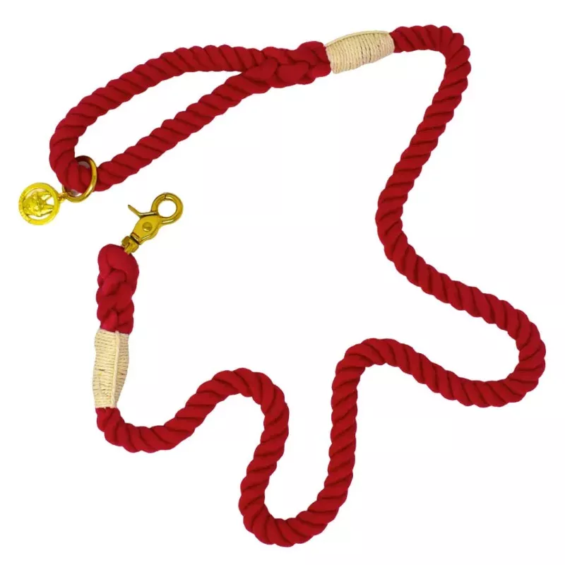 Pink Papyrus Rope Leash, 6 ft Red