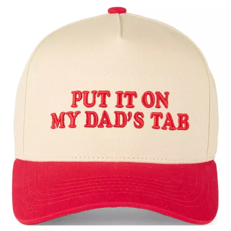 Put it on My Dads Tab Trucker Cap Red