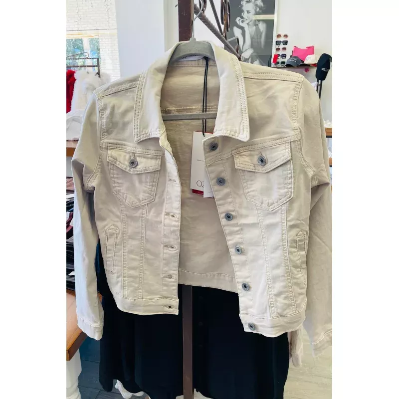 The Q2 Basic Denim Trucker Jacket - Beige Beige